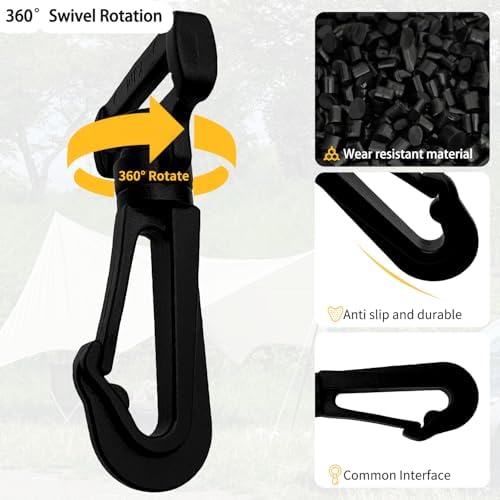 6 stuks 20 mm kunststof draaibare karabijnhaak clip, zware rugzakgesp, 360° roterende singelhaak voor lanyards, sleutelhangers, tasriemen