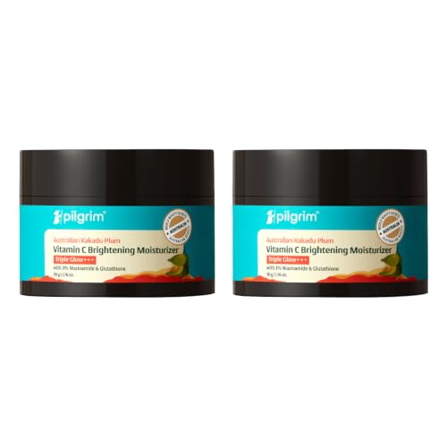 Image of Pilgrim Australian Kakadu Plum Vitamin C Face Moisturizer with Niacinamide for Glowing Skin | Triple Glow Brightening Cream | Hydrating Gel for Dark Spots & Pigmentation Removal | For All Skin - 50 g (Pack of 2)