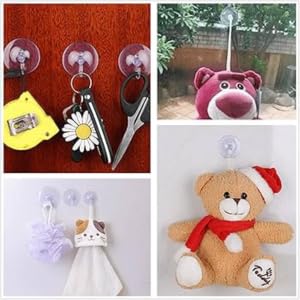 Image of Transparent Rubber Vacuum Sucker Hooks for Glass,Mirror | Hanger Strong Suction Cup Bathroom Kitchen Window Wall Accessorie(Pack of 3)