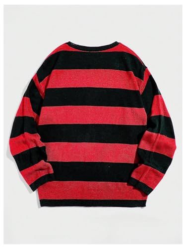 Floerns Men's Striped Pullover Sweater Colorblock Crew Neck Knit Casual Tops2