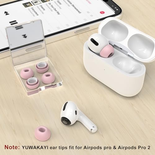 Image of 3 Pairs Replacement Ear Tips for AirPods Pro 1st & 2nd Generation with Noise Reduction Hole, Silicone Ear Tips for AirPods Pro with Portable Storage Box and Fits in Charging Case (Medium, Pink)