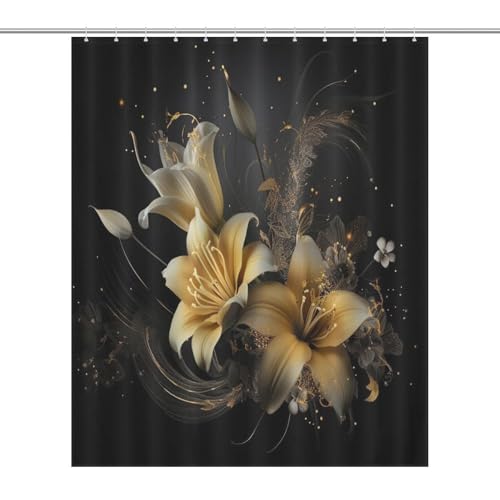 Fleur rideau de douche tissus imperméable lavable pour salle de bain - 7