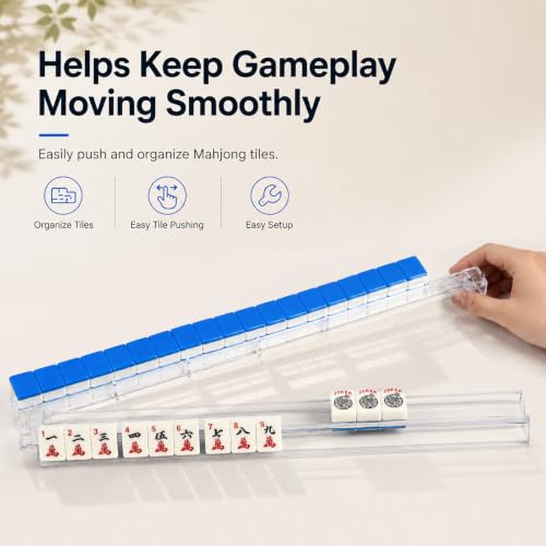Set de 4 racks extendidos de mahjong con dados y bolsa miniatura 4