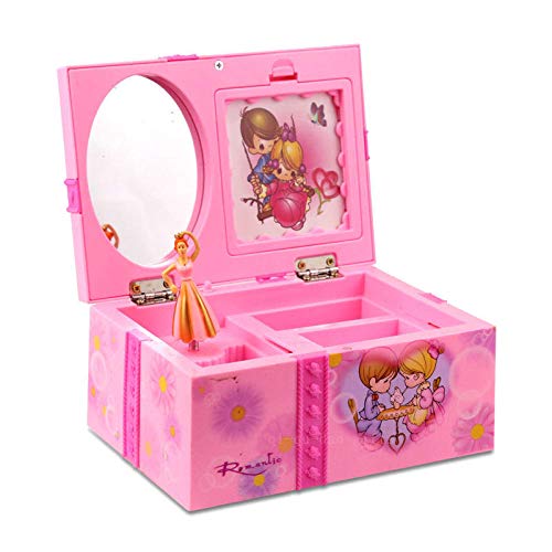 Preisvergleich Produktbild COOMOOC musikalische schmuckschatulle mädchen, Schmuckspieluhr, Sternenmärchen, Musikschatulle mit Tänzer-Pink