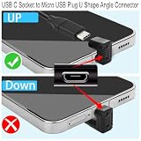 QIANRENON U-kształtny adapter USB C na Micro USB do ładowania i przesyłania danych, gniazdo USB C na wtyczkę Micro USB, kąt 180 stopni, podłączenie do góry, 10W (5V2A) 480Mbps, podzielone na część 5,4