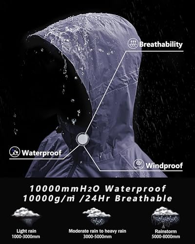 Image of Outdoor Ventures Packable Rain Jacket Women Waterproof Raincoat with Hood