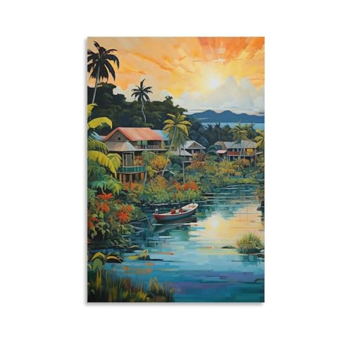 Toile impression baie de vacances deco murale de salon haut de gamme 20x30"