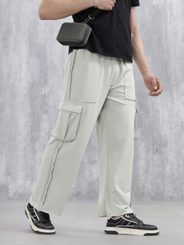 Image of WROGN Men's Cotton Cargo Pants | Solid | Relaxed Fit