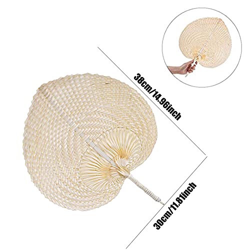 Fox Baby Natural Bamboo Raffia Hand Fans,Hand Weaving Fan for Summer Cooling Supplies Farmhouse Wall Decor Wedding Party Favors (2 Pcs) - Thumbnail 2