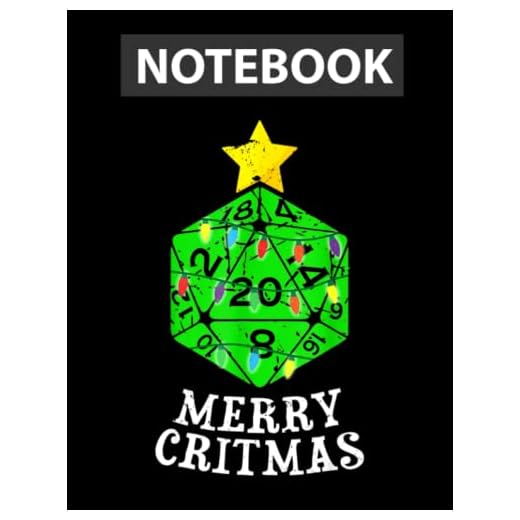Merry Critmas 20 Sided Dice RPG Christmas Holiday Board Game Large 8.5''x11'' Letter Size / Pitman / Notebook for Gift Birthday