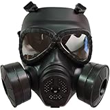 M04防毒マスク 防毒マスク ロールプレイ 視野透明 屋外用 防護性とデザイン性を兼ね備える Dearolling バイオハザード スカルヘッド 汗対策 防曇 ダブルファン付き ファン内蔵 (A)