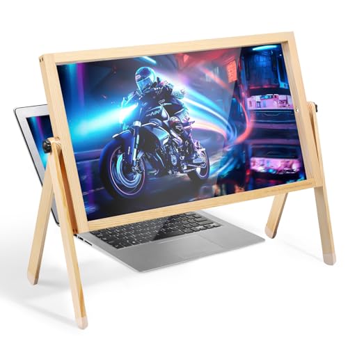 SAND LINK - Laptop Screen Magnifier - Magnifying for Computer, HD Vision Eye-Care Acrylic Lens with Multi-Functional,Desktop Stand, Low Vision & Seniors (Wood Color)