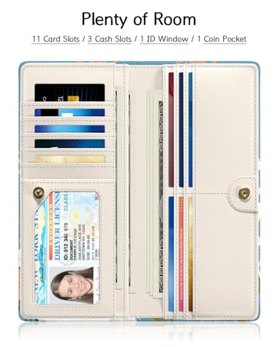 Image of Nipichsha Womens Wallet, RFID Slim Wallets for Women, Thin Ladies Credit Card Holder Purse, Cute Leather Bifold Clutch Billfold with 11 Card Slots & ID Window, Flowers Dog