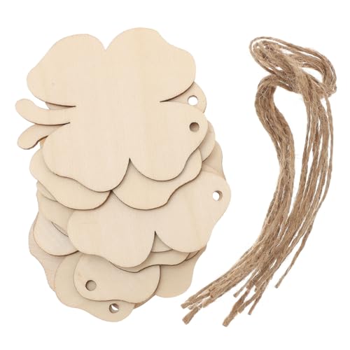 Amosfun Wooden Four-Leaf Clover Ornaments St. Patricks Day DIY Wood Arts and Crafts Shamrock Wooden Hanging Adornments Party Favors Decorations 20PCS