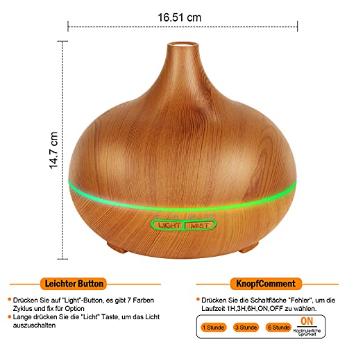 Aroma Diffuser 550ml Ätherische Öle Duft Diffusor – Bild 4