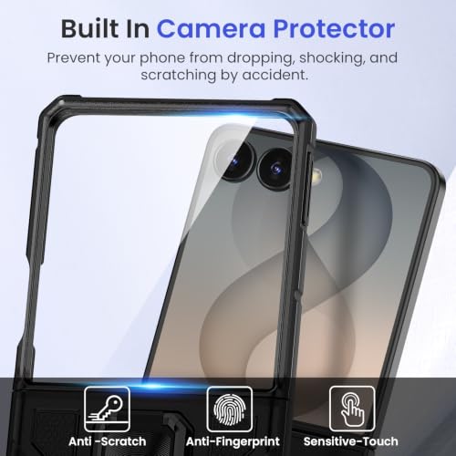 Image of VEGO for Samsung Galaxy Z Flip 8 Case with Built-in Screen Protector,Black