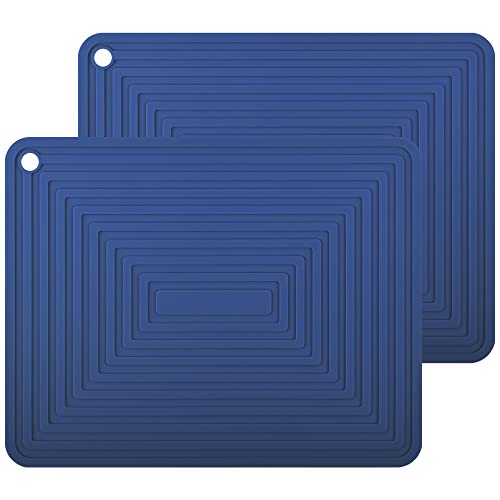 Smithcraft Silicone Trivets for Hot Dishes, Pots and Pans, Versatile Hot Pads for Kitchen, Heat Resistant Mats for Countertops, Multi-Purpose Trivet Mat, Silicone Pot Holders Mats Set 2 Navy Blue by Smithcraft - Used condition - US$12.13