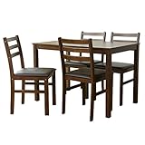 DORIS ドリス ダイニングテーブル 5点セット 110cm幅 天然木 レザー座面 ブラウン アンドリア【12569】