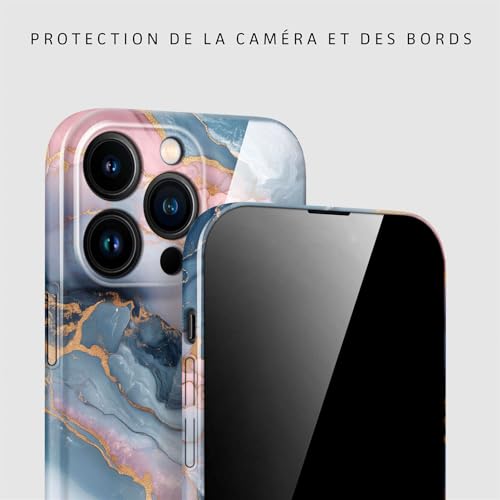 Coque iPhone 16 Pro Max ONEFLOW Bliss Cover - Protection marbre rose or gris - 2