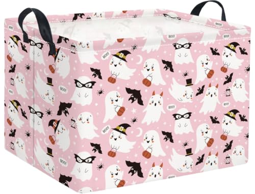 Image of Rectangular Halloween Basket for Boys and Girls Kids Trick or Treat Pumpkin Basket for Halloween Parties Cute Storage Bin Organizer Box Room Decor(Mask Halloween)