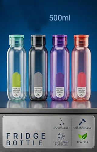 Image of Fridge Bottle Set | BPA Free Plastic Water Bottle | Hygienic, Leak-Proof, Food Grade, Non-Toxic, Odorless | Ideal for Home, Office, Travel & Fridge Use (New-multi, 500, Milliliters)