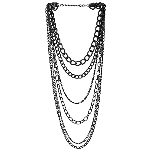 Collier Cascade Multi Couches pour Look Biker et Soirées Concert Punk Rock