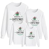 Jersey Navideño Familia Ugly Christmas Jersey Feo Navidad Familiar Jerseys Navideños Familiares Feos Sudadera Navidad Sudaderas Navideñas Familia Pullover Mujer Hombre Niña Niños Divertido Blanco M