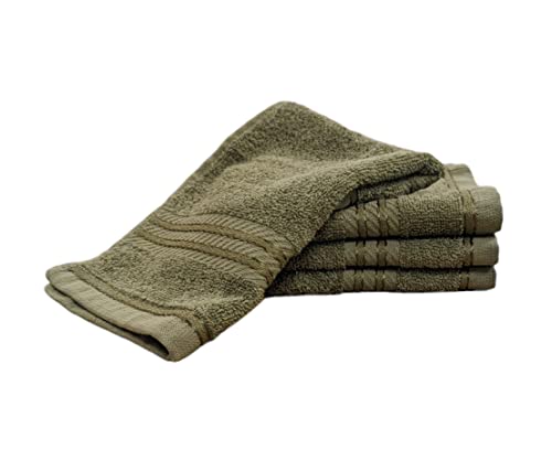 Image of Bentley Priory Linens Supreme Face Flannels for Bathroom 500GSM Super Soft Combed Cotton Pack of 4 Absorbent and Quick Dry Face Cloth Flannel Towels Set 30 x 30cm (SAGE GREEN)
