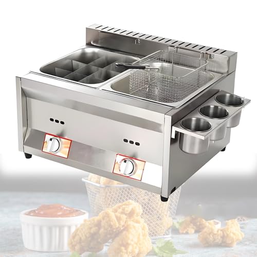 Freidora de gas GLP con cesta de acero inoxidable para encimera de cocina y restaurantes