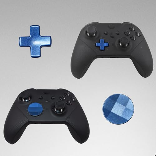 Image of 2 Pack Elite 2 Metal D-Pads Replacement for Xbox One Elite Series 2 Controller, Magnetic Standard D-Pad and Faceted D-Pad for Xbox One Elite Series 2 /Series 2 Core /Series 1 Controller (Blue)