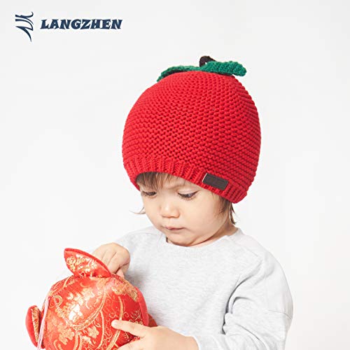LANGZHEN Winter Warm Knitted Baby Hats for Girls Pom Pom Kid Toddler Boys Beanies Cap with Fleece Lining2
