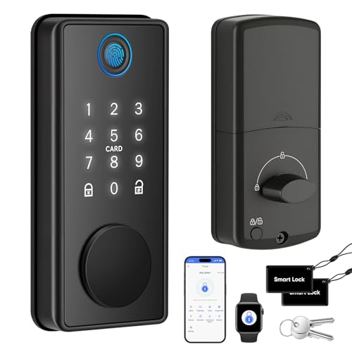 Cerradura Inteligente, Entrada Sin Llaves y Huella Digital, para Puerta Principal, Control por App, Teclado Táctil, Compatible con Apple Watch, Apertura/Cierre con un Toque, Detección Automática Izqui