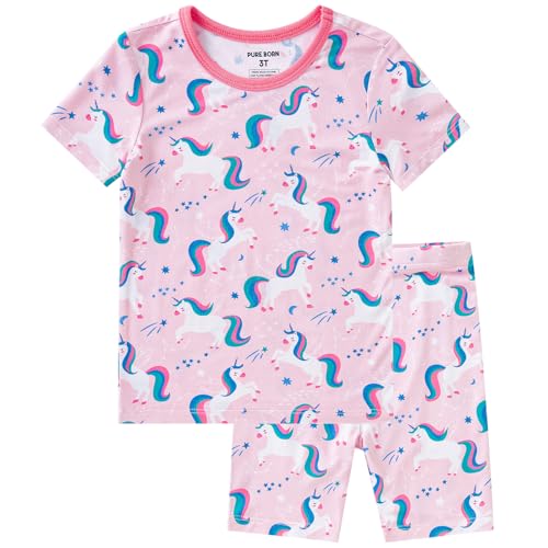 pureborn Toddler Viscose from Bamboo Pajamas Set Girl Sleepwear Unicorn 3T
