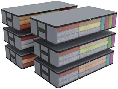 izoi, 100L Shallow Under Bed Storage Containers 6-Pack Under Bed Crib Storage Drawer Organizers, Underbed Storage, Under Bed Storage Bins for Clothes-Shoe-Blankets, Under Couch Storage