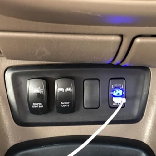 USB C Car Charger Socket for Toyota, 12V/24V Dual USB Outlet PD3.0 & QC3.0 Car USB Port with LED Voltmeter for Toyota Tundra 2005-2006 4Runner 2003-2009 Hilux 2005-2014