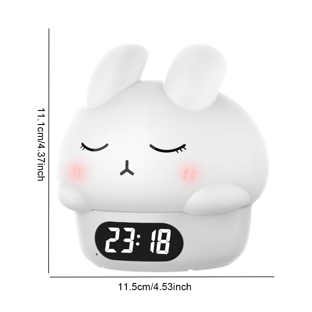 Silikonowa dotykowa lampka nocna z budzikiem ładowana przez USB lampka nocna kreatywna zwierzę pat lampa 1200 mAh LED królik lampka nocna