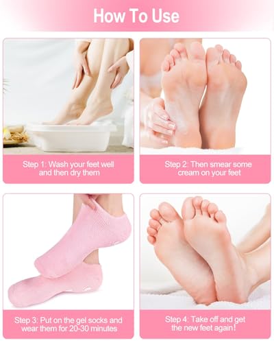 MOMENT Moisturizing Socks, Gel Socks Soft Moisturizing Gel Socks, Gel Spa Socks for Repairing and Softening Dry Cracked Feet Skins, Gel Lining Infused with Essential Oils and Vitamins, Random Color