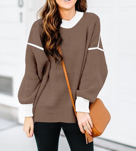 Image of Womens Oversized Sweaters Fall 2026 Fashion Clothes Colorblock Knit Tops