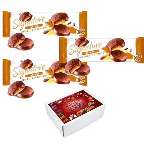 Image of Signature Caramel Milk Chocolate Rounds Biscuits PMP 109g - Gooey Caramel Between Thick Milk Chocolate & Crunchy Biscuit - mct (3 x Packs)