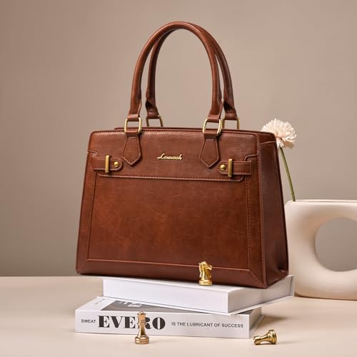 LOVEVOOK Purses and Handbags for Women, Tote Bags for Women, Satchel Shoulder Purse and PU Leather Top Handle for ladies, Brown
