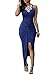 Cfanny Women's Knotted Front Slit Cocktail Dress,Blue,Large