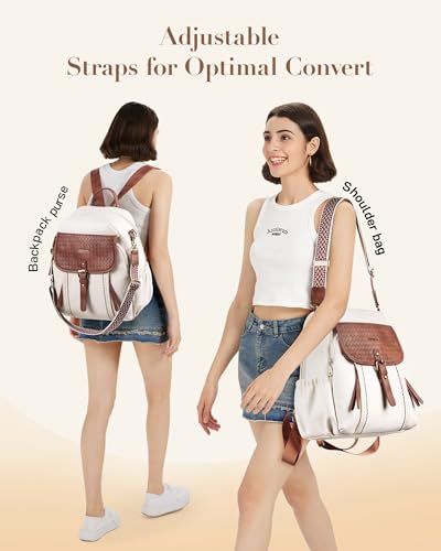Image of Missnine Leather Backpack Purse for Women, Ladies Fashion Backpacks, Convertible Vintage Bag for Travel, Work, Everyday