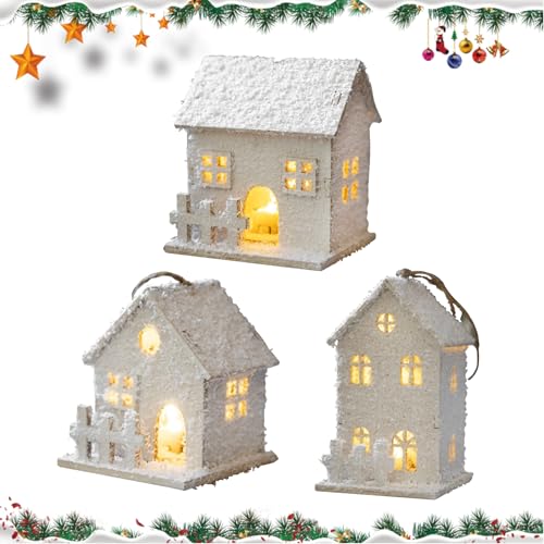 Beleuchtetes Weihnachtsdorf Aus Holz - Winterszene Mit LED Für Festliche Dekoration