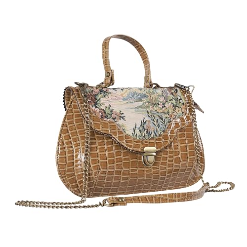 Image of Rudhira Beige Crocodile print Crossbody Bag Shoulder Purse Vegan leather Vintage sling handbag hobo trending casual bags christmas feel gift for women