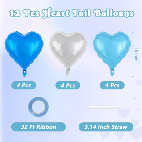 Image of 12 Pcs Colorful Heart Balloons,18 Inch Heart Foil Balloons Love Balloon Valentine Balloon for Birthday Party Wedding Engagement Party Baby Shower Valentine Day Decorations