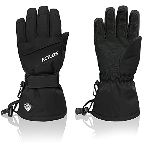Actleis(アクレイス) スキーグローブ キッズ ジュニア スノーボード 手袋 五本指 雪遊び ソリ al-sg2221 M(140cm-150cm) ブラック