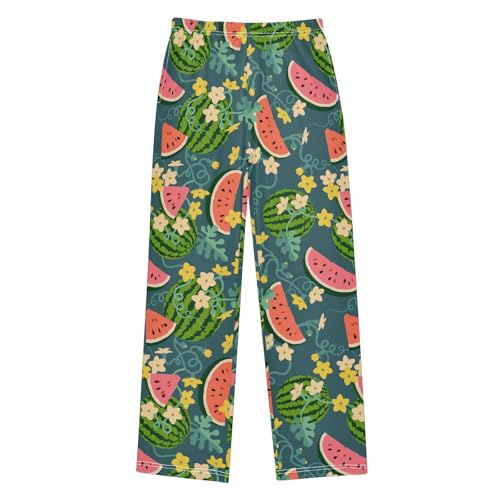 ZZXXB Watermelon Flowers Boys Long Pants Soft Trousers Elastic Waist Kids Lounge Bottoms with Pockets S-XL