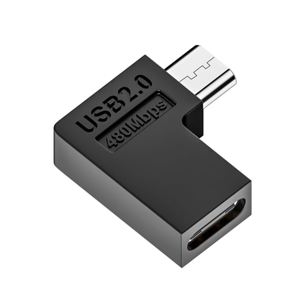 Tsophreniq USB to USB C Adapter 90 Degree USB to Type C Data Transfer Convert Connector for Smartphone Car