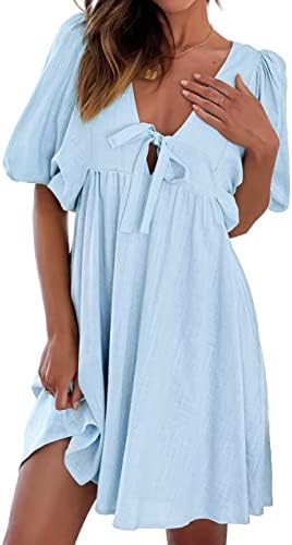 Casual Dresses for Women Summer Dresses for Women 2023 Casual Women's Casual Dresses Light Blue Dress for Women Vacation Dresses for Women Loose Dress Lantern Sleeve