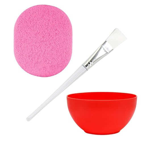 Image of [Ear Lobe & Accessories] Combo Pack (1 Pc Face Pack Mixing Bowl (200 ml) | 1 Pc Transparent Handle Face Pack Brush | 1 Pc Face Cleaning Sponge) (Color May Vary)